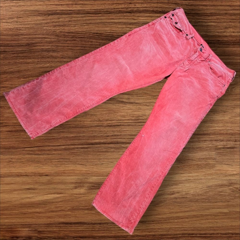 True Religion Muted Red Ricky.Relaxed Straight  Thin.Corduroy Jeans Plus Size
